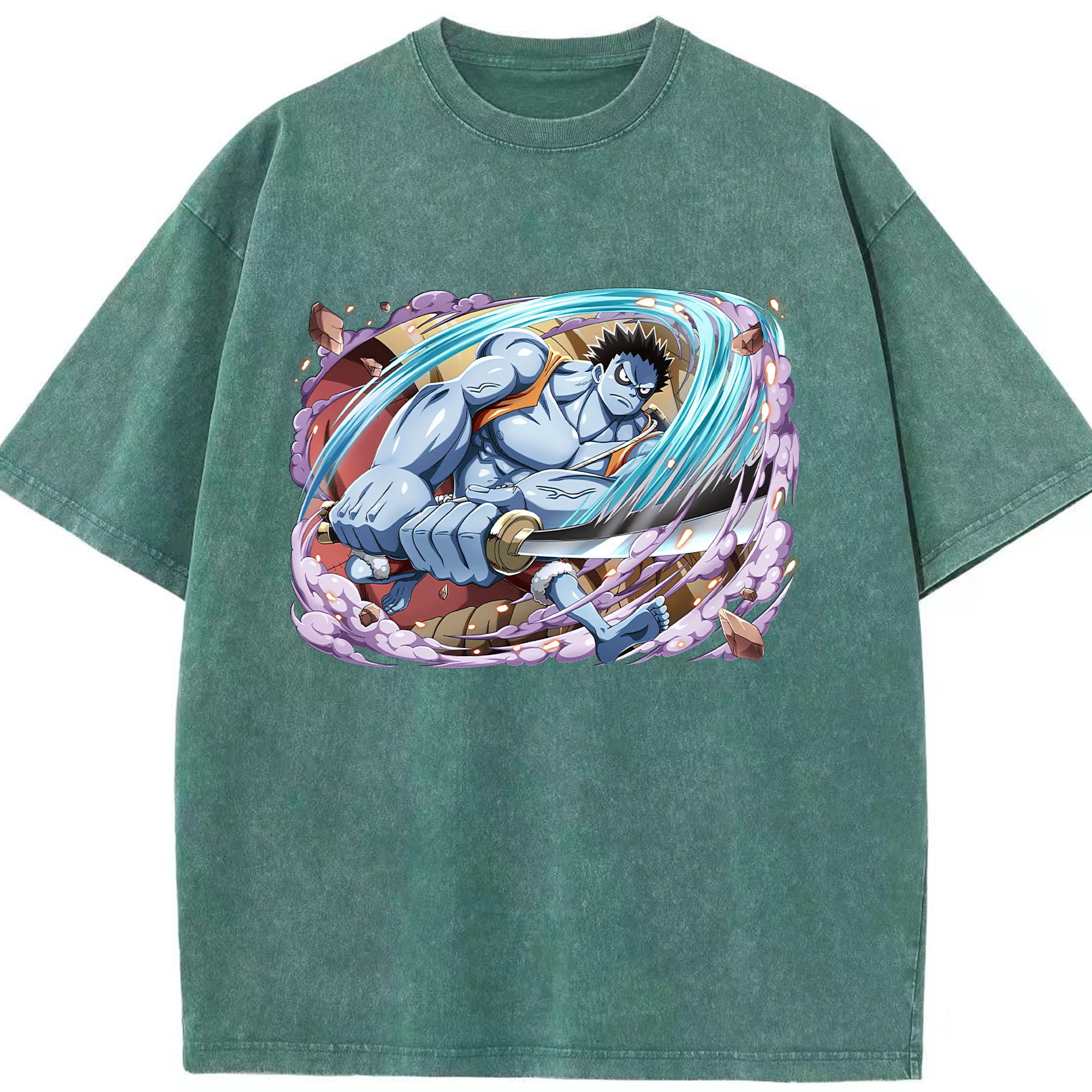 ワンピース モンキー・D・ルフィ ONE PIECE Monkey D. Luffy 綿100% ヴィンテージ風 半袖Tシャツ（フロントプリント）